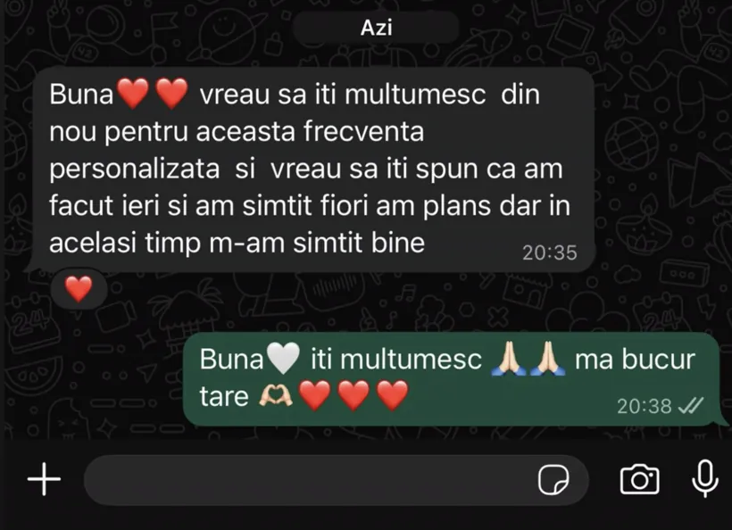 Mesaj: am simțit fiori, am plâns, dar în același timp m-am simțit bine